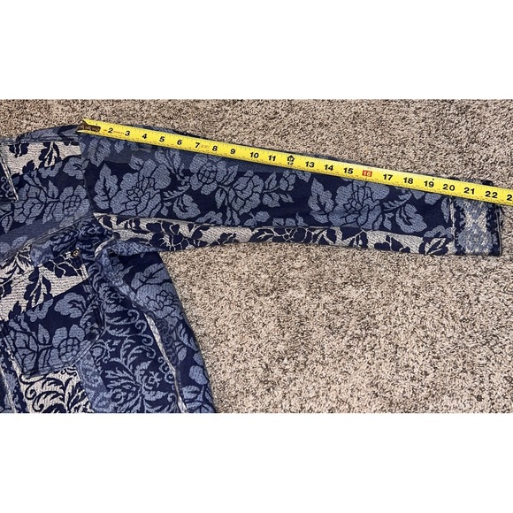 Vintage Vivaldi Jeanswear Blue Denim Jacket Floral Patchwork Small - Picture 6 of 7